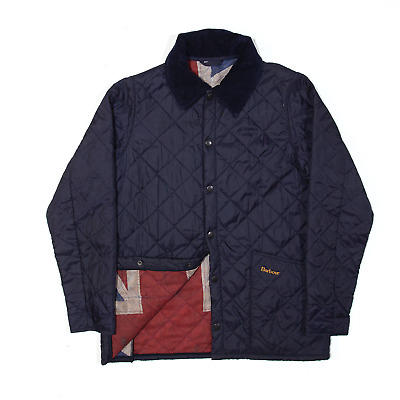 BARBOUR Union Jack Lined Liddesdale Blue Quilted Jacket Boys 10-11 Years