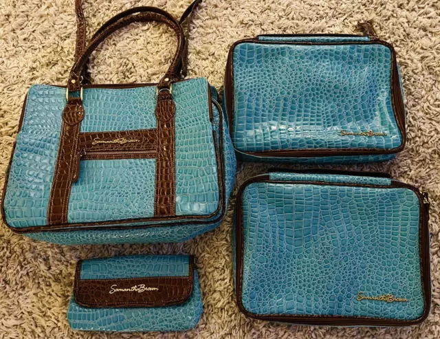 Designer Samantha Brown Embossed Travel Bag Tote Luggage Cosmetic Case Carry-On