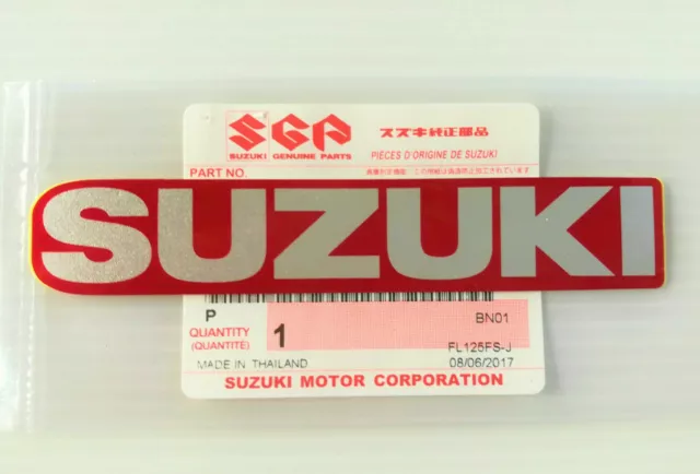 ORIGINAL Suzuki Schriftzug-SILBER/ROT-9,7cm-Aufkleber-EMBLEM-LOGO-Sticker-97