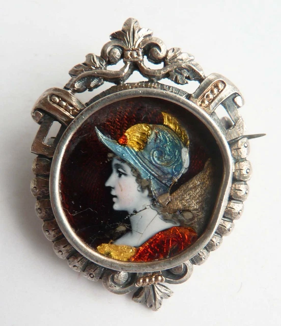Broche Ancienne En Argent Massif Et Émail - Occasion - Vintage