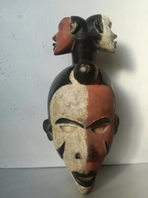 Mask African Gabon Wooden Carved Ethnic Painted Xx Century Africa 40cm