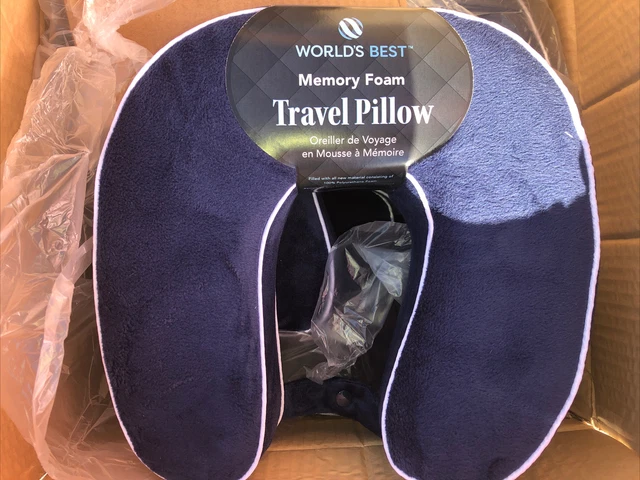 World's Best Cushion/Soft Memory Foam Neck Pillow, Navy Pack of 1