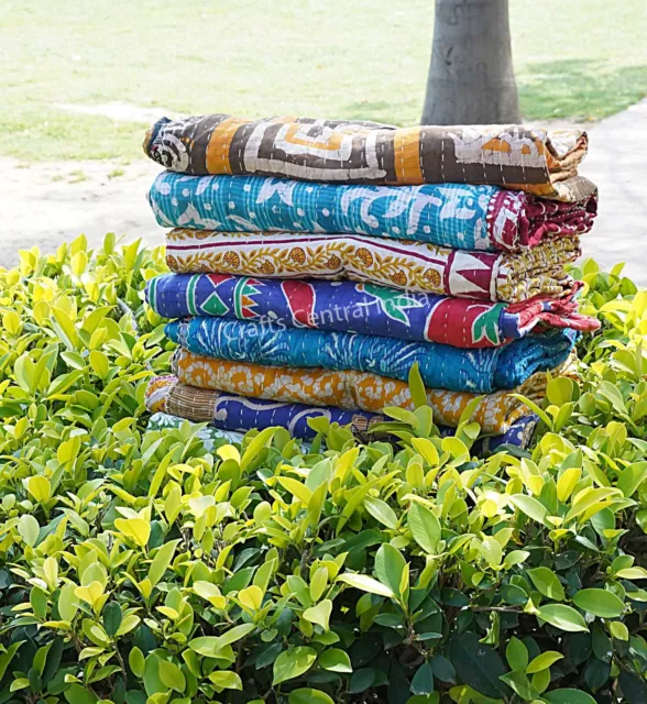 Vintage Kantha Quilt Indian Reversible Throw Handmade Blanket Wholesale Lot