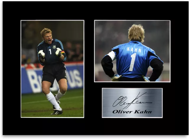Poster di montaggio Oliver Kahn Germania calciatore A4 firmato foto display montaggio regalo
