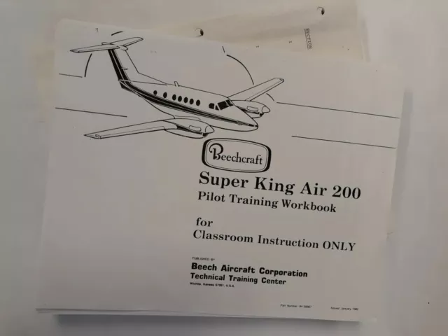 2-Beech Super King Air 200 Pilot Training Workbook & Training Manual Copies