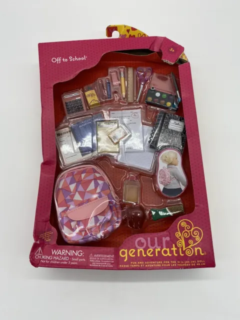 NEW SEALED Our Generation Off to School Set for 18" Dolls includng American Girl