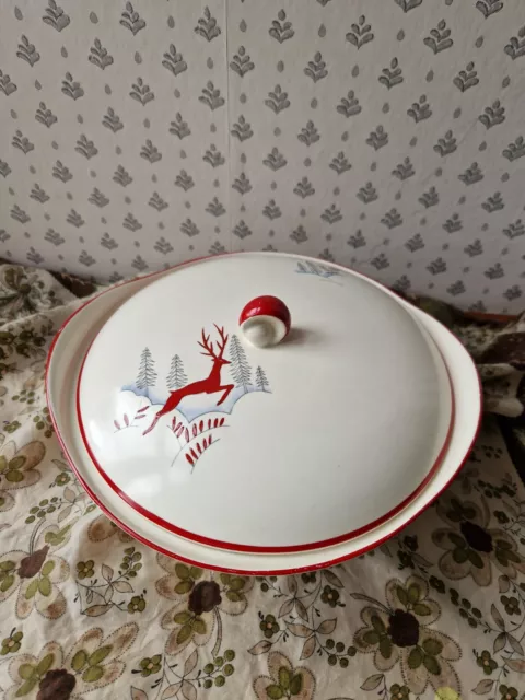 Vintage Crown Devon Fieldings Stockholm Deer Tureen Casserole Serving Dish 50s