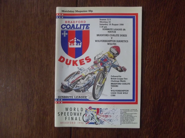 1990 Bradford Dukes v Wolverhampton Sunbrite League Speedway Programme 18/08/90