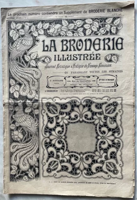 La Broderie Illustrée n°22 du 3 Juin 1906 Ancien journal artistique féminin