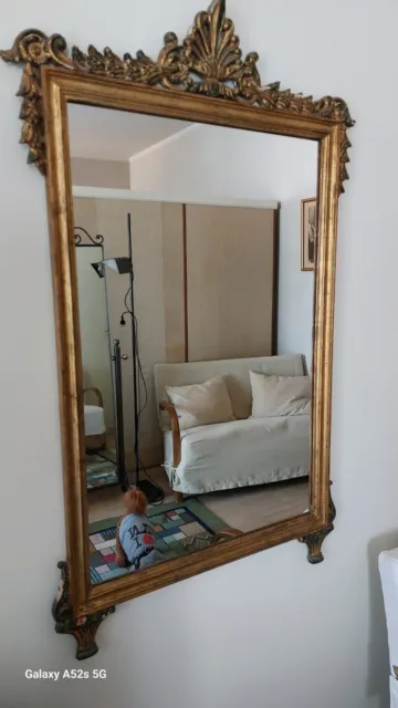 Specchio antico stile Luigi XV -  Cornice in legno oro XX secolo  cm 60x90