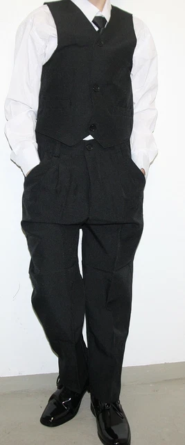 Bambini Pantaloni di Tuta 5 Pz. Camicia Gilet Cravatta Blazer per Party Nero 104 3