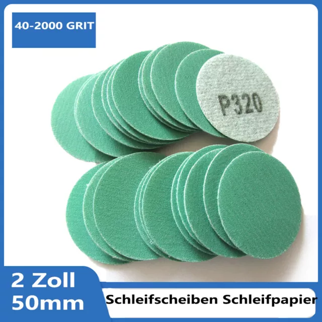 2 Zoll 50mm Membranen Sanding Discs Sandpapier Pads Hook & Loop 40-2000 GRIT
