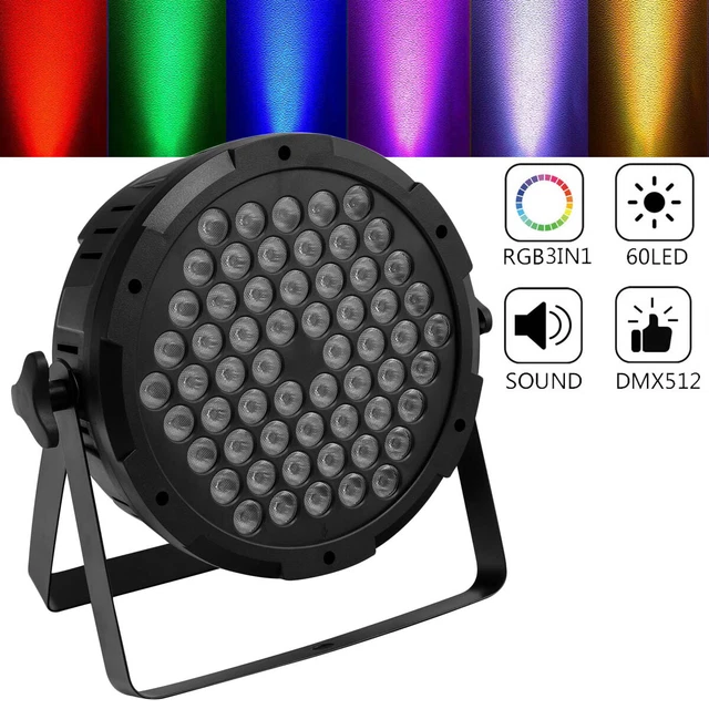 60W RGB LED Par Stage Lighting DMX DJ Spot Light Party Strobe Par 64 Can Light