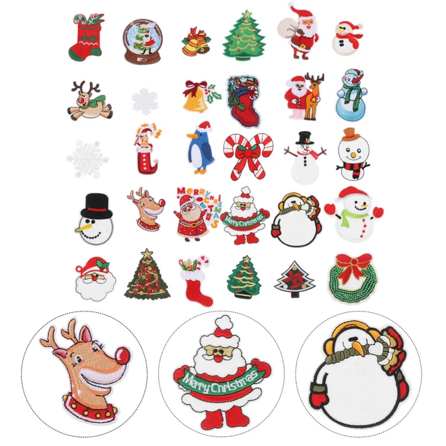 30 piezas Ropa de Navidad muñeco de nieve Apliques de Navidad Reno Hierro en Parche