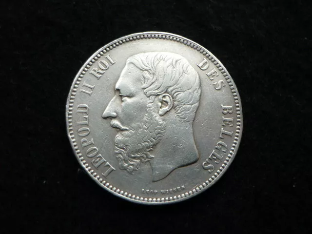 5 Francs Léopold II point après F 1866 ( année rare ), argent TTB+. 5 Francs Léopold II point après F 1866 ( année rare ), argent TTB+.