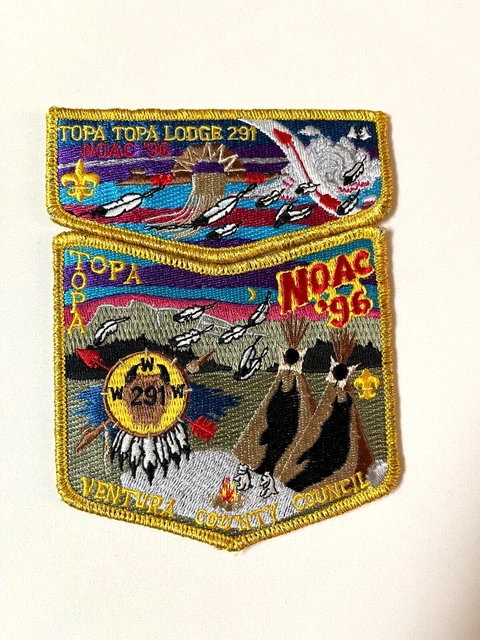 OA 291 Topa Topa Lodge 1996 NOAC 2 Piece Flap Set GOLD BORDER DELEGATE