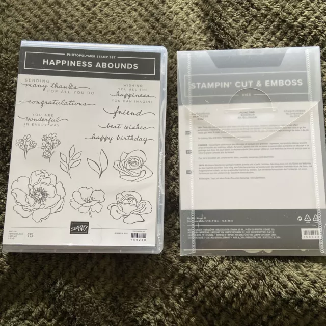 Stampin' Up! HAPPINESS ABOUNDS Stamps, BLOSSOMING HAPPINESS Dies & DSP too!