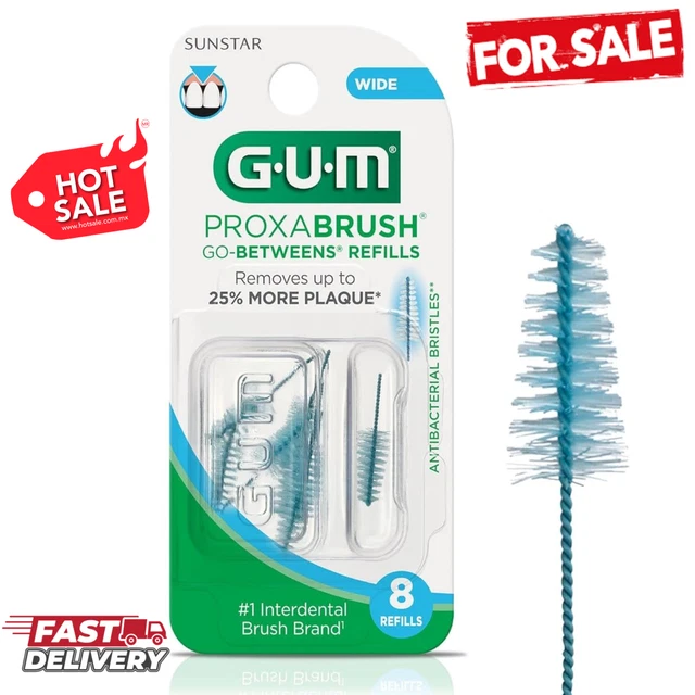 GUM 614D Proxabrush GoBetweens Interdental Brush Refills, Wide, 8