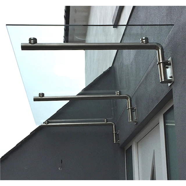 Copertura portico baldacchino in vetro inox 1800 mm larghezza tenda balcone riparo