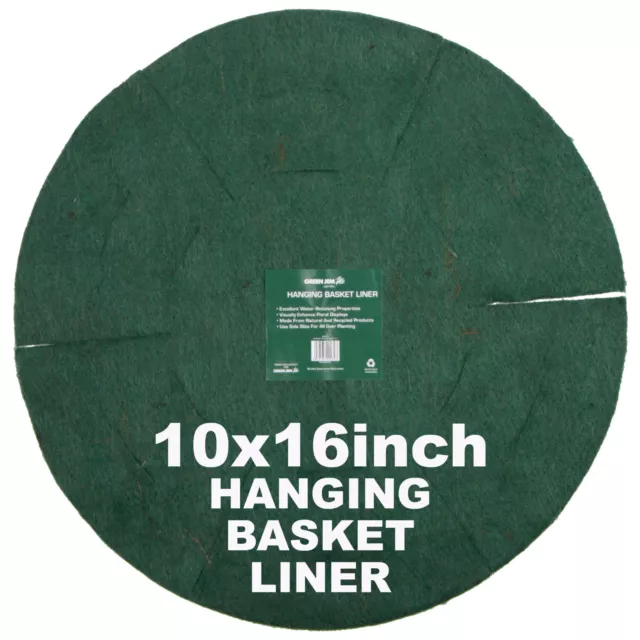 10 X Hanging Basket Planter Liner 16" Inch Natural Fibre Insert Green Jem Hbbl12