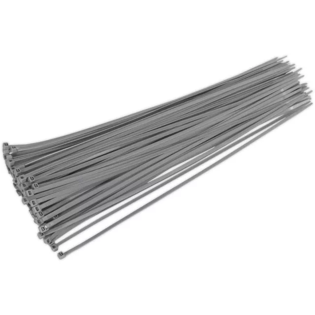 100 PACK Silver Cable Ties - 380 x 4.4mm - Nylon 66 Material - Heat Resistant