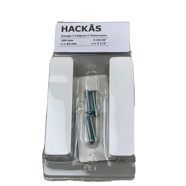 IKEA HACKAS White Handles 3 15/16" c-c 2 1/2"  304.086.82 Cabinet Drawer Pull