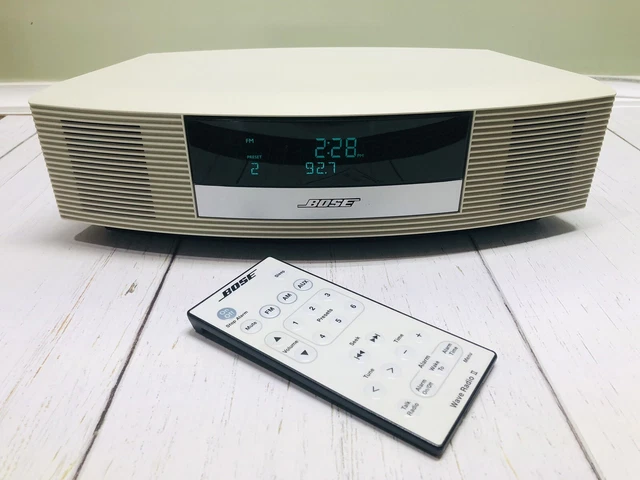 Bose Wave Radio II AM/FM/AUX Clock Model AWR1B1 Ivory with Remote & Manual EUC
