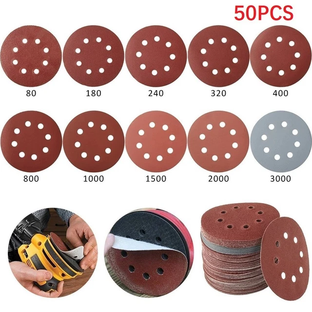 Disques Abrasifs Mixte Grain 40-240 – 125 Mm – Crochet Et Boucle – Pour Ponçage Polyvalent