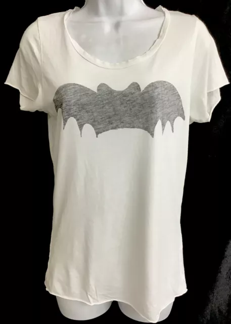 zoe karssen T-Shirt White Short Sleeve Cotton Bat Print Size XS