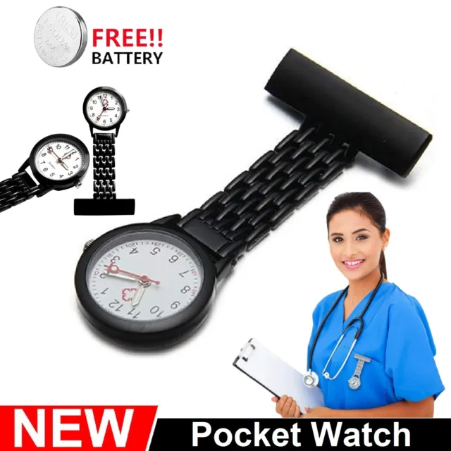 Stainless Steel Nurse Watch Brooch Tunic Fob Nursing Nurses Pendant Pocket Watch