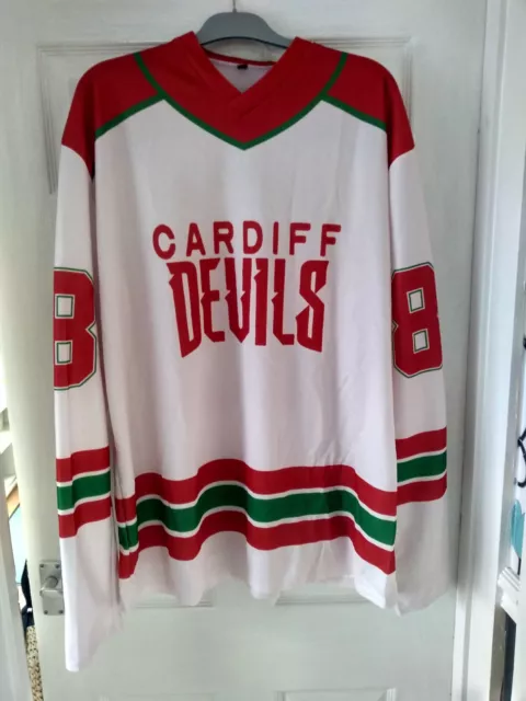 Cardiff Devils Custom Design White Ice Hockey Jersey  XL