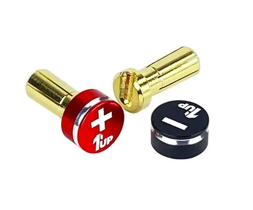 1UP Low Profile Bullet Plugs & Grips 5mm Red/Black 190432