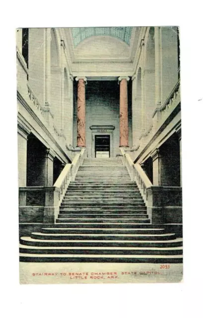 Postcard Stairway to Senate Chamber State Capitol Little Rock AR Canadian Post