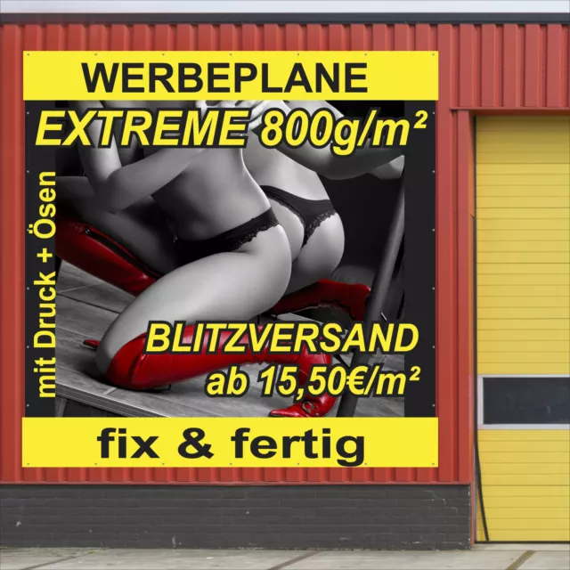 EXTREME 800g/m² Werbebanner Werbeplane Plane Banner Druck mit Ösen JEDE GRÖSSE!!