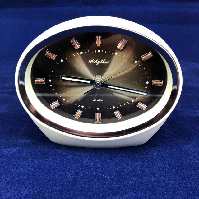 VINTAGE JAPANESE 60'S RHYTHM JEWELS CHROME TRIM OVAL WIND UP ALARM