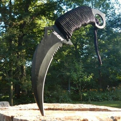 10" Mtech Black Out Big & Long Karambit Dagger Claw Hunter Knife Full Tang Blade