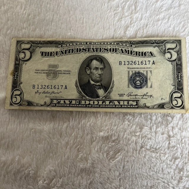 Series 1953 Five Dollars $5 Blue Silver Certificate Note