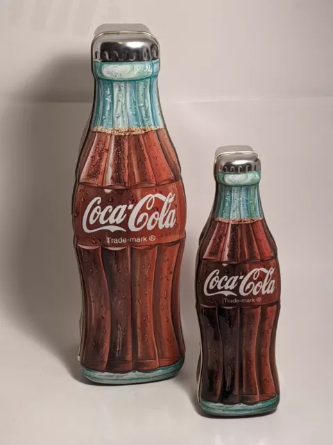 2 Empty Coca-Cola Tin Box Contour Bottle Caramel Popcorn Coke Collectors