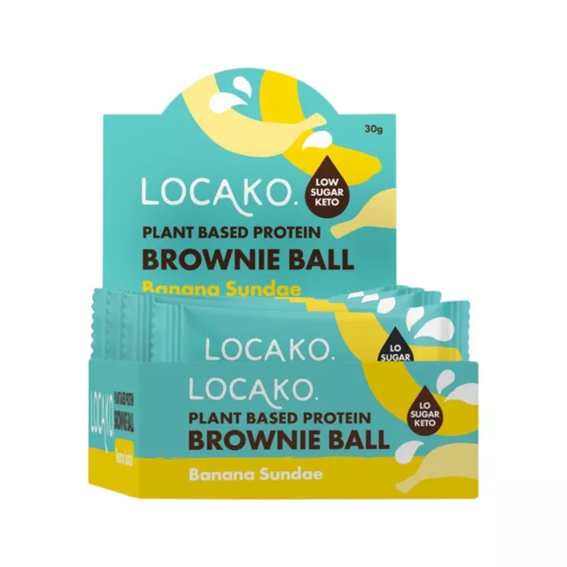 New Locako Plant Based Protein Brownie Ball Banana Sundae 30g x 10 Bars