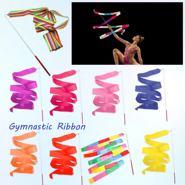 4M Dance Gym Ribbon Rhythmic Art Gymnastic Streamer Baton Twirling Rod