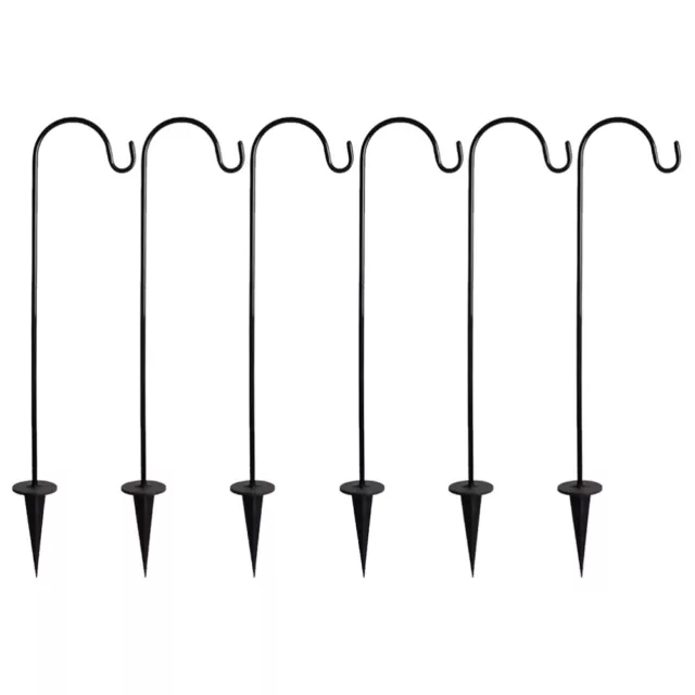 Outdoor Wedding Solar Lights 6 Pcs Shepherd Hooks Garden Hanger Black Hooks