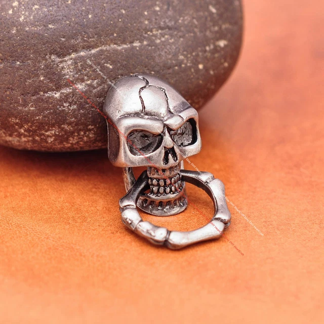 10X Retro Plata Calavera con Anillo Billetera Cadena Hágalo usted mismo Cuero Artesanal Conector Concho