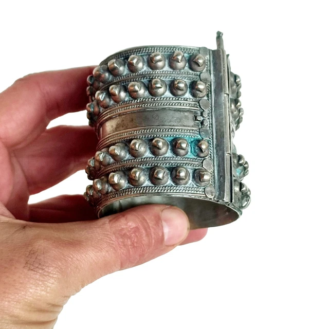 Bracelet Manchette En Argent Massif 925 Vintage Grand Kabylie - Artisanat Des Années 80 - Tizi Ouzou