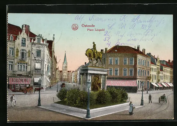 CPA Ostende, Place Leopold 1916