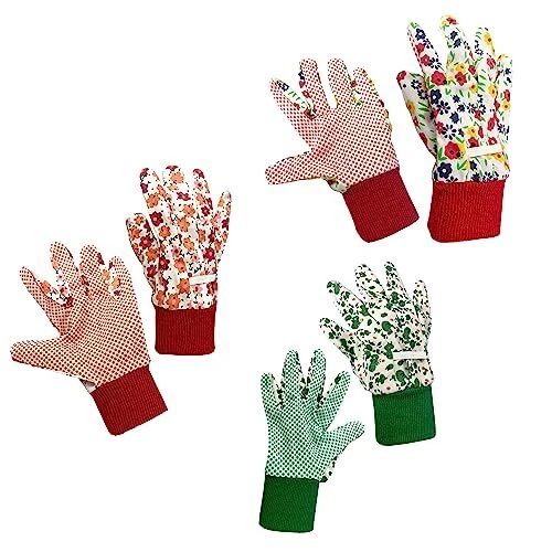 TAFACE 3 paires de gants de jardin, gants de jardinage, gants imprimés avec poig