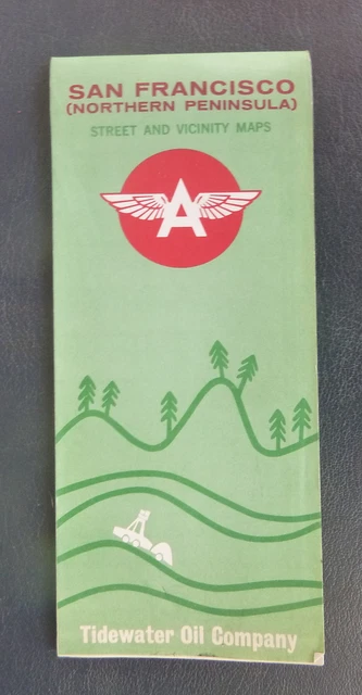 1963 San Francisco street map Associated  Flying A oil gas Northern Peninsula CA