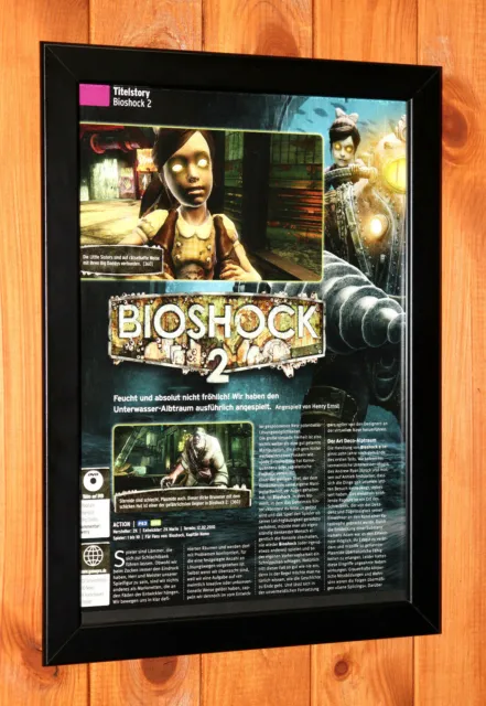 BioShock 2 Video game Xbox 360 PS3 Rare promo Small Poster / Ad Page Framed