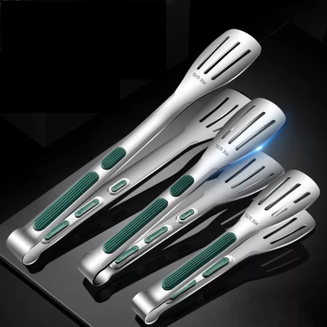Non-Slip Stainless Steel Food Tongs Meat Salad Bread Serving Clip Cooking T-wf