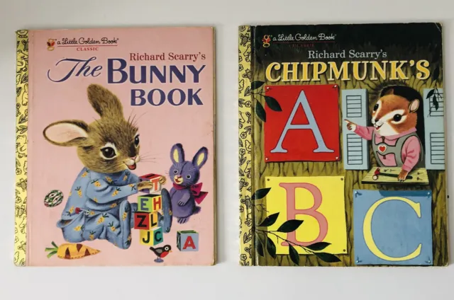 Little Golden Books Richard Scarry  The Bunny Book and Chipmunks ABC