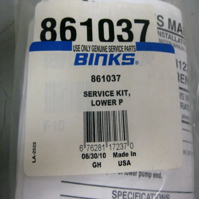Binks 861037 Inifnitiy Finishing Lower Pump Service Kit